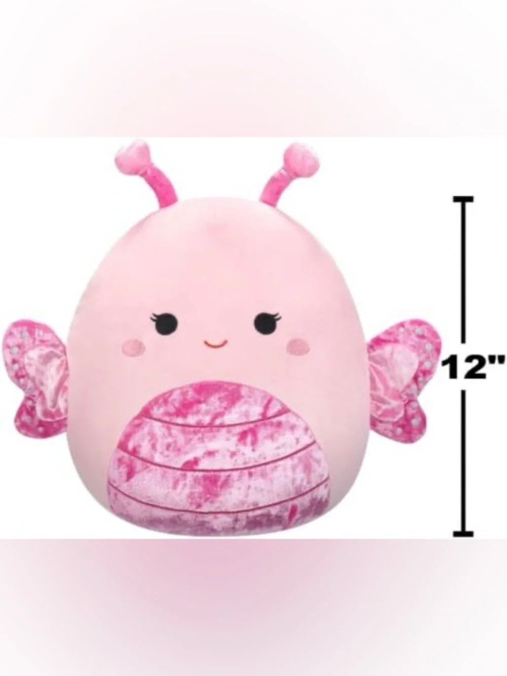 Squishmallows Stuffed Pink Velvet Plush Toy -Mogo Butterfly - 12 Inch